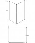 Dušas stūris 90 x 100 cm, pulēti profili, 6mm stikls 5