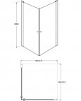 Dušas stūris 90 x 90 cm, pulēti profili, 6mm stikls 6