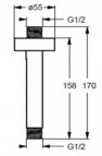 Ideal Standard dušas turētājs no griestiem, 150 mm, Hroms 2