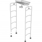 Duschy metāla piecdaļīgs taisnstūra plaukts uz riteņiem, Melns 3