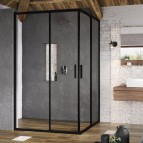 Dušas durvis , Blix Slim , BLSRV2K-90 melns profils + stikls transpar