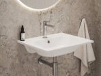Eleganta izlietnes maisītājs uz pjedestāla 170 mm bez notekas, hroms 3