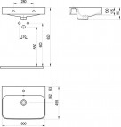 Ellen 60 izlietne, ar jaucējkrāna atveri, ar pārplūdi, balta 3