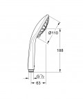 Ручной душ Euphoria 110 Massage III, d=110 mm, 9.5 l/min 2