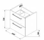 Ponta Vannas istabas skapītis ar izlietni 500x386mm, Balts 2