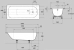 Eurowa vanna 150x70 cm,ar rokturu caur., balta 3