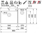 BWX 220-54-27 A с вентилем кухонная раковина 4