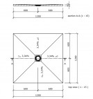 Fundo Primo dušas elements ar izvadu centrā 120x120 cm 6