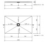 Fundo Primo dušas elements ar izvadu centrā 140x90 cm 4