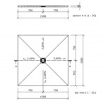 Fundo Primo dušas elements ar izvadu centrā 150x150 cm 6