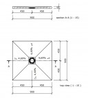 Fundo Primo dušas elements ar izvadu centrā 90x90 cm 6