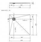 Fundo Primo dušas elements ar novirzītu izvadu 120x120 cm 4