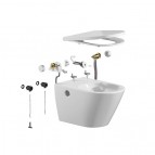 Genera Manual Rimless bidē pods ar vāku, Balts 5