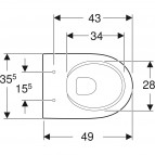 Geberit Selnova Compact Rimfree stiprināms pie sienas pods, balts,49cm 3