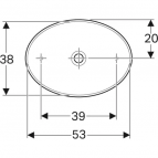 Geberit VariForm uzliekama izlietne 550 mm, bez pārplūdes, ovāla 7