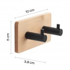 Gedy Juncos dubūltais dvieļu āķis kvadrāts, Bambuss/Melns matēts 2