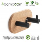 Gedy Juncos apaļš dubūltais dvieļu āķis, Bambuss/Melns matēts 4