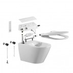 Genera Comfort Oval Rimless bidē pods ar vāku un pulti, Balts 7