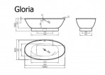 Vispool Gloria ванна 184x90 см - отдельно стоящая 2