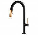Кухонный смеситель Mojosa с выдвижным изливом, Black metallic/copper