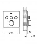 SmartControl virsapmetuma daļa, ar 3 izejām, hroms 2