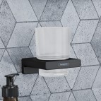 Hansgrohe AddStoris glāze ar turētāju, Brushed black chrome 5