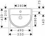 Hansgrohe GladeLake S Izlietne 550/450, balta 2