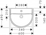 Hansgrohe GladeLake S Izlietne 600/490, balta 2