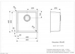 Houston (L) 40x40 virtuves izlietne, viena bļoda, 440x440 mm 2