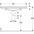 Geberit Aniara izlietne montāžai uz skapīša 900x480 mm, Balta 4