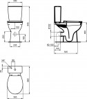 Invalīdu WC Eurovit Plus Raised, ar skalošanas kasti un standarta vāku 3