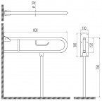 Invalīdu rokturis paceļams 80cm ar balstu NT balts 2