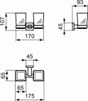 IOM SQUARE glāze ar turētāju, dubultā 2