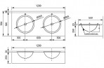 Раковина 120x55см, H = 25см, NT 2