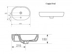 Раковина CASPIA OVAL 60x42 см с отверстием 3