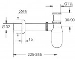 Izlietnes sifons 1 1/4'', hroms, 28920 2