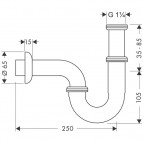 Izlietnes sifons bez izplūdes Hansgrohe, hromēts 2