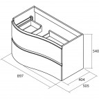 Izlietnes skapis Mam 897x540x505mm, white cotton 3