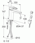 Jaucējkrāns izlietnei ar bidetta dušu New Nautic 150 mm snīpis, hroms 2