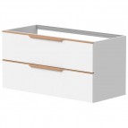 KAME Amber Izlietnes skapis, 100 cm, Matt white/Solid oak