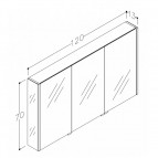 KAME BIG Vannas istabas spoguļskapītis ar 3 durtiņām 120 cm ar LED 5
