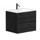 KAME City Izlietnes skapis, 60 cm, Black oak/Blakc profiles