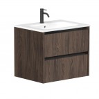 KAME City Izlietnes skapis, 60 cm, Brown oak/Black profiles