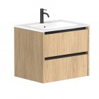 KAME City Izlietnes skapis, 60 cm, Light oak/Black  profiles