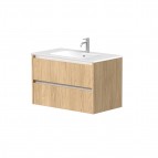 KAME City Izlietnes skapis, 80 cm, Light oak/White profiles 2
