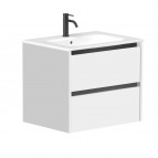 KAME City Izlietnes skapis, 60 cm, Matt white/Black profiles