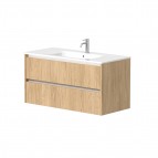 KAME City Izlietnes skapis, 100 cm, Light oak/White profiles 2
