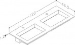 KAME Corian dubultā izlietne, ar krāna caurumu, 120 cm, matēta balta 2