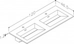 KAME Corian dubultā izlietne, ar krāna caurumu, 120 cm, matēta balta  2