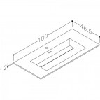 KAME Corian izlietne, ar krāna caurumu, 100 cm, matēta balta 2